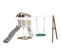 AXI Beach Tower avec balancoire nid Marron Blanc Toboggan Gris Marron G