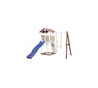 Axi Beach Tower Aire De Jeux Avec Toboggan En Bleu, Balançoire & Bac À Sable | Grande Maison Enfant Extérieur En Marron & Blanc | Cabane De Jeu En Bois Fsc