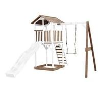 AXI Beach Tower avec Balancoire Simple Marron Blanc Toboggan Blanc Beige G