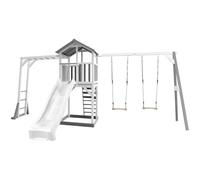 Axi Beach Tower With Climbing Frame And Double Swing Grey/White - Toboggan Blanc