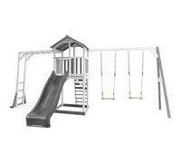 Axi Beach Tower With Climbing Frame And Double Swing Grey/White - Toboggan Gris