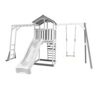 Axi Beach Tower With Climbing Frame And Single Swing Grey/White - Toboggan Blanc