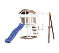 Tour de jeu en bois avec toboggan et balançoire bleu TU
