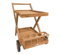 AXI Bodhi Chariot de Service en Bois de Teck avec 2 Tablettes et Porte-Bouteilles | Desserte de Cuisine à roulettes pour Jardin, Balcon, Terrasse | 70 x 48 x 78 cm