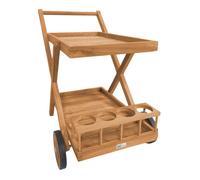 AXI Bodhi Chariot de Service en Bois de Teck avec 2 Tablettes et Porte-Bouteilles | Desserte de Cuisine à Roulettes pour Jardin,