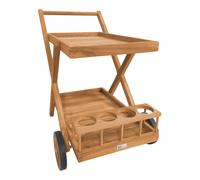 AXI Bodhi Chariot de Service en Bois de Teck avec 2 Tablettes et Porte-Bouteilles | Desserte de Cuisine à Roulettes pour Jardin, Balcon, Terrasse | 70 x 48 x 78 cm