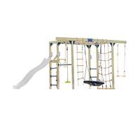 AXI Boris Aire de Jeux en Bois/Structure d'escalade, Toboggan Blanc - Balançoires, Trapèze, Cordes d'escalade et Barres de singe | Jeux Extérieur