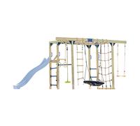 Axi Boris Aire De Jeux En Bois/Structure D'Escalade, Toboggan Bleu Pastel - Balançoires, Trapèze, Cordes D'Escalade Et Barres De Singe | Jeux Extérieur