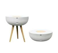 AXI Brandon 2-en-1 Mange Debout/Glacière - Blanche/Marron - Ø 95 x 104 cm | Multifonctionnelle - Table d'Appoint et Glacière | Pierre calcaire/Bois d'acacia | 24L