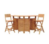 AXI Bruno Ensemble de Bar en Bois de Teck avec 2 Tabourets | Set de jardin pliable avec Espace de Rangement | Table de bar avec tabourets | Ensemble de meubles pour l'extérieur