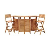 Axi Bruno Ensemble De Bar En Bois De Teck Avec 2 Tabourets | Set De Jardin Pliable Avec Espace De Rangement | Table De Bar Avec Tabourets | Ensemble De Meubles Pour L'Extérieur