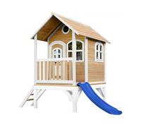Axi cabane enfant tom brun blanc avec toboggan bleu
