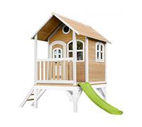 Axi cabane enfant tom brun blanc avec toboggan citron vert