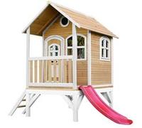 AXI Cabane enfant TOM Brun Blanc avec toboggan Rouge Marron G