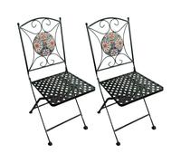 Axi Camilla 2 Chaises De Jardin Bistrot, Design Mosaique, Pliables - Orange/Bleu | Meuble D'Extérieur, Structure Métallique, Assise En Céramique, Jardin/Balcon/Terrasse - Charge Max/Chaise : 150 Kg