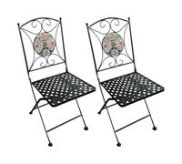 AXI Camilla 2 Chaises De Jardin Bistrot, Design Mosaique, Pliables - Orange/Bleu | Meuble D'Extérieur, Structure Métallique, Assise en Céramique, Jardin/Balcon/Terrasse - Charge Max/Chaise : 150 Kg