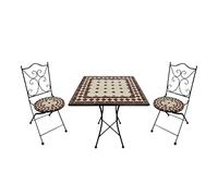 AXI Camilla - Lot de 3 meubles de bistrot à mosaïque rouge/blanc - Table et 2 chaises - Pour jardin, balcon ou terrasse