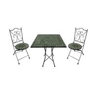 AXI Camilla - Lot de 3 meubles de jardin avec mosaïque vert foncé - Table et 2 chaises pour balcon, terrasse