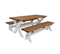 AXI | Celine Table de Pique Nique en Bois et 2 Bancs en Bois 177x75 cm | Couleur Marron/Blanc, Bois d'Epicéa | Table Picnic pour 6 Personnes