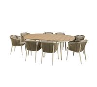 AXI Chay Ensemble de jardin avec 8 chaises beiges pour 8 personnes - Beige | Ensemble Extérieur en Polywood aspect bois, chaises avec rembourrage en polyester | Table à manger
