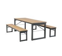 AXI Chianti Salon de Jardin avec Table et 2 bancs en Anthracite /Marron pour 6-8 Personnes | Table et Banc de Jardin/Table de Jardin en Bois avec Banc