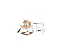 Axi classic liam maisonnette avec nid roxy balancoire marron blanc toboggan gris