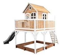 AXI Maisonnette Liam – Cabane de jeu enfant avec bac à sable et toboggan gris, bois FSC