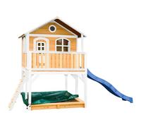 AXI Maisonnette de jeu Marc – Bac à sable et Toboggan bleu, Marron/Blanc, Bois FSC