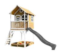 AXI Sarah Maison Enfant avec Bac à Sable & Toboggan Gris | Aire de Jeux pour l'extérieur en marron & Blanc | Maisonnette / Cabane de Jeu en Bois FSC