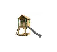 AXI Maisonnette Sarah - Cabane de jeu en bois FSC avec bac à sable et toboggan gris marron/vert