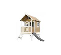 AXI Maisonnette Tom – Maison enfant pour extérieur en bois FSC avec toboggan gris, marron & blanc