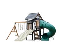 Axi Cody Aire De Jeux En Bois, 2 Balançoires, Toboggan Tubulaire Et Double Toboggan Crème | Maisonnette Xxl Pour Enfants Avec Structure D'Escalade Et Trapèze | Pour Le Jardin