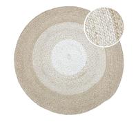 AXI Corfu Tapis d'extérieur, rond, beige/blanc, 180 x 180 cm / Épaisseur : 5 mm - Tapis jardin extérieur/intérieur - Tapis balcon fabriqué à partir de bouteilles en PET recyclées