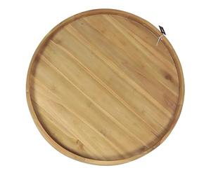 Axi Dewi Plateau Rond en Bois De Teck Ø 60 Cm | Assiette De Service avec Poignées Ouvertes Et Rebord Relevé | Idéal pour Les Boissons, Les Verres Et Les Accessoires