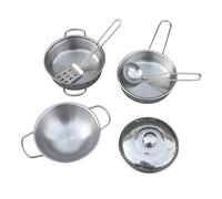Axi Dinette En Métal, 6 Pièces | Comprend Une Casserole, Une Poêle Avec Couvercle Et Couverts, Ainsi Qu'Une Cuillère Et Une Spatule - Pour Cuisine Jouet, Cuisine De Boue Ou Bac À Sable | À Partir De 3