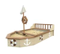 Axi Doris Bac À Sable, Forme Bateau, En Bois - Beige | Avec Gouvernail Rotatif Sur Le Mât | Bâche Et Toile De Fond Incluses - 153 X 90 X 100 Cm