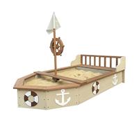 Axi Doris Bac À Sable, Forme Bateau, en Bois - Beige | avec Gouvernail Rotatif sur Le Mât | Bâche Et Toile De Fond Incluses - 153 X 90 X 100 Cm