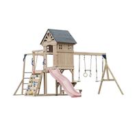 Axi Duncan Aire De Jeux En Bois, 2 Balançoires, 1 Toboggan - Rose Pastel | Maisonnette / Equipement De Jeux Xxl Pour Enfants Avec Structure D'Escalade, Barres Fixes Et Trapèze | Pour Le Jardin