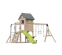 Axi Duncan Aire De Jeux En Bois, 2 Balançoires, 1 Toboggan - Vert Citron | Maisonnette / Equipement De Jeux Xxl Pour Enfants Avec Structure D'Escalade, Barres Fixes Et Trapèze | Pour Le Jardin