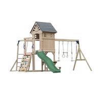 AXI Duncan Aire De Jeux en Bois, 2 Balançoires, 1 Toboggan - Vert | Maisonnette/Equipement De Jeux XXL pour Enfants avec Structure d'escalade, Barres Fixes Et Trapèze | pour Le Jardin