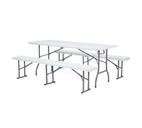 AXI Elba Set de Table de Brasserie en Plastique Blanc | Set de Pique-Nique avec 2 Bancs Pliables Inclus, 180 x 74 x 75 cm