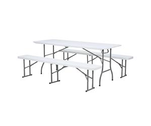 AXI Elba Set de Table de Brasserie en Plastique Blanc | Set de Pique-Nique avec 2 Bancs Pliables Inclus, 180 x 74 x 75 cm