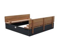 AXI Ella XL Bac à Sable Enfant Anthracite & Marron - 120 x 120 cm | Bac à Sable pour Enfants en Bois FSC avec Couvercle & Banc