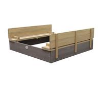 AXI Ella XL Bac à Sable Enfant Gris & Marron - 120 x 120 cm | Bac à Sable pour Enfants en Bois FSC avec Couvercle & Banc