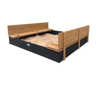 AXI Ella XXL Bac à Sable Enfant Anthracite & Marron - 150 x 150 cm | Bac à Sable pour Enfants en Bois FSC avec Couvercle & Banc