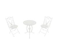 AXI Eloise Ensemble de bistrot 3 pièces métal perforé, blanc, table et 2 chaises, pour jardin, balcon, terrasse