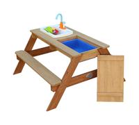 AXI Emily Table de pique-nique en bois pour enfants avec sable et eau | Table de jeu aquatique & table de sable avec couvercle, récipients & évier | Table pour enfants / table de boue en