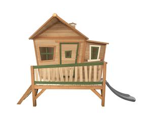 Axi Emma Maison Enfant Avec Toboggan Gris | Aire De Jeux Pour L'Extérieur En Marron & Vert | Maisonnette / Cabane De Jeu En Bois Fsc