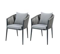 AXI Faye Ensemble de 2 Chaises de Jardin, Anthracite | Aluminium/Polyester et Cussins d'Assise en Oléfine | Supporte jusqu'à 120 kg