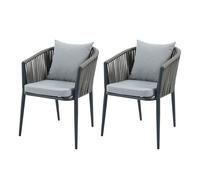 AXI Faye Ensemble de 2 Chaises de Jardin, Anthracite | Aluminium/Polyester et Cussins d'Assise en Oléfine | Supporte jusqu'à 120 kg